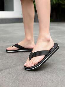 Men's Summer New Casual Thong Sandals, Versatile, Thick Sole, Comfortable, Breathable, Durable, Outdoor Beach Flip Flops