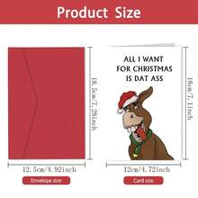 1PC, Christmas Card For Husband Wife, Funny Pun Christmas Card, Donkey Christmas Card For Boyfriend Girlfriend, All I Want For Christmas Is Dat - one-size - View 2