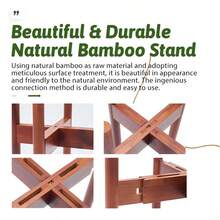 Bamboo Plant Stand Fits 8 9 10 11 12 Inches Plant Stand Indoor Small Corner Planter Holder For Indoor Plants, Single Floor Plant Stands For Living Room Balcony, Reddish Brown - 紅棕色 - 查看 4