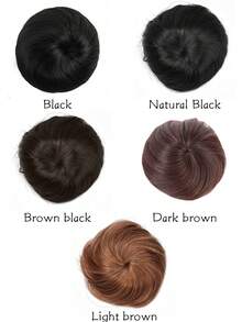 Bóng tóc giả màu đen 4 inch, túi đựng tóc giả, búi tóc giả, phụ kiện búi tóc, búi tóc hình quạt, bộ tóc thẳng - Màu đen tự nhiên - Xem 7