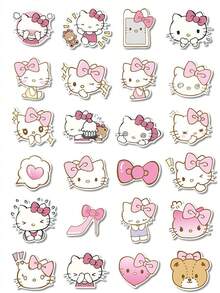50/100 Stücke, Sanrio Aufkleber, rosa Hello Kitty Aufkleber, personalisierte Aufkleber, Hello Kitty Artikel, Marker Aufkleber, Aufkleber, Raumdekoration, Schulmaterial, Bürozubehör, Kinderparty Geschenke Schulsachen