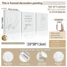 3 Stücke/Set, Leinwandkunst, gerahmte Wanddekoration, Paar-Zimmer Dekoration, Akzent für Schlafzimmer-Kopfteil, Linienkunst, romantische Wandgalerie, Wandkunst für Neuvermahlte Wohnzimmer, Valentinstag Dekoration, Hochzeitsdekoration, Zimmer Dekoration, Schlafzimmer Dekoration, Wohnzimmer Dekoration