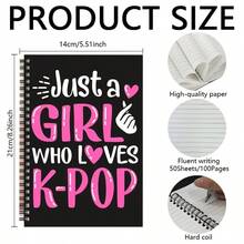 1pc K-Pop Spiral Notebook - Vibrant K-Drama Design With Headphone & Music Elements, 100 Pages, Suitable For Travel, Work, School Or As A Perfect Gift For Fans, Colleagues, Friends And Sisters, Ideal K-Pop Fan Gift