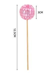 24个迪斯科球纸杯蛋糕装饰插牌，生日快乐蛋糕装饰，70年代复古蛋糕装饰，闪亮粉色迷你迪斯科球装饰，适合70年代80年代主题派对用品、婴儿派对、生日装饰（粉色和银色） - 彩色 - 查看 7