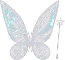 Quescu Fairy Wings For Adults,Butterfly Wings For Girls,Angel Wings,Fairy Costume For Women Halloween Dress Up Party Favor (White),18556349 - 白色 - 查看 1