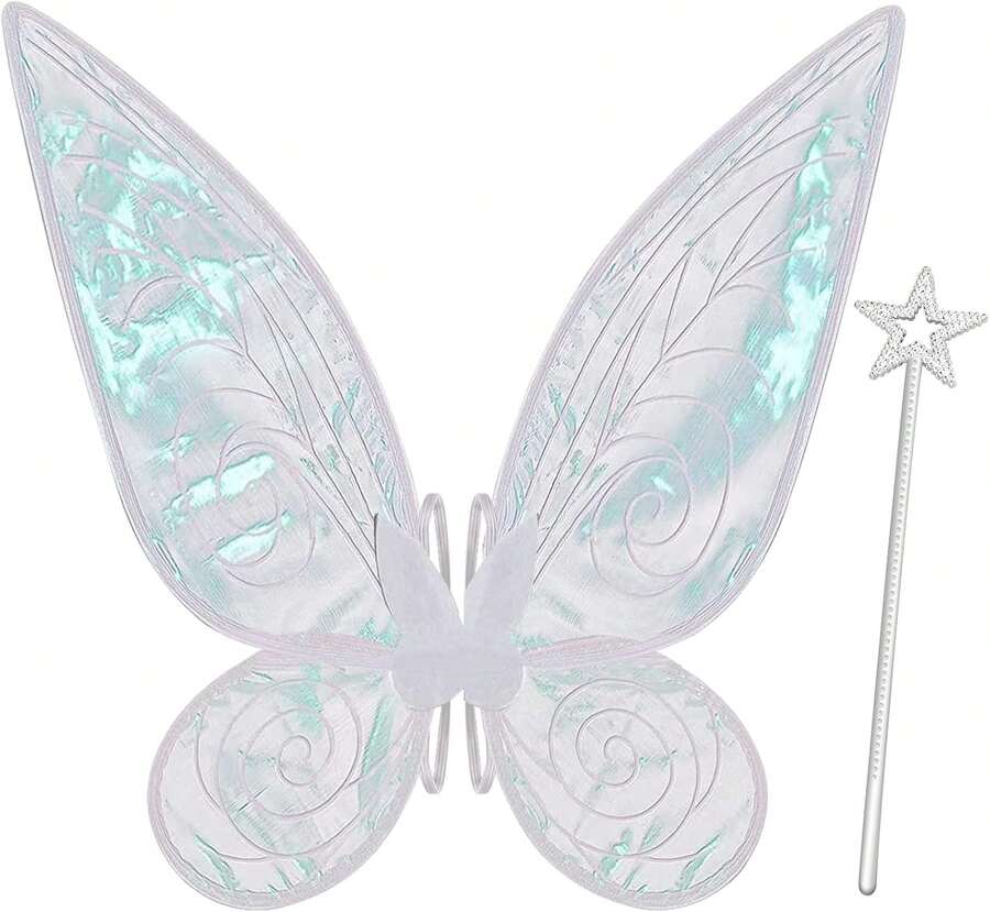 Quescu Fairy Wings For Adults,Butterfly Wings For Girls,Angel Wings,Fairy Costume For Women Halloween Dress Up Party Favor (White),18556349 - 白色 - 查看 1