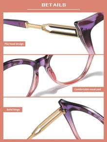 LALAMOLI 猫眼无度数眼镜，镂空镜腿设计，日常佩戴，配精美包装，适合作为礼物 - 彩色 - 查看 4