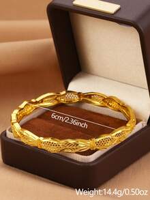 1/3/4pcs Vintage 18K Gold Plated Copper Asymmetrical Hollow Wheat Ear Cuff Bracelet Set, Suitable For Dubai/African Women's Daily, Party, Festival Gift