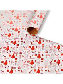 1卷，10米，大尺寸礼品包装纸，彩色镀铝膜涂层光面防水红色圣诞礼物外包装纸，圣诞派对用品圣诞节圣诞装饰品圣诞睡衣圣诞礼物圣诞装饰 - 彩色 - 查看 8