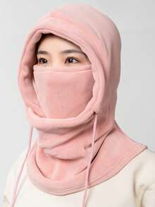 Winter Outdoor Cycling Balaclava Hat, Windproof Warm Fleece Neck Gaiter, Fashionable Casual Polyester Solid Color Beanie Cap Autumn Decor,Summer,Beach - Hat - View 6
