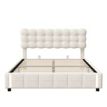 MISNODE Upholstered Bed 140 X 190 / 140 X 200 / 160 X 200cm, Hydraulic Bed With Slatted Frame, Children's Bed, Double Bed, Youth Bed With Storage Space, Beige, Velvet, Suitable For Adults And Teenagers - 米色 - 查看 11