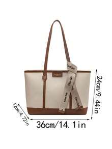 Women's Large Capacity Fashion Letter Graphic Shoulder Tote Bag - Brown - View 4