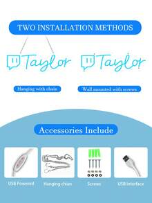 定制游戏ID霓虹灯房间装饰 - 个性化用户名霓虹灯礼物，适合男孩或女孩，圣诞装饰，儿童卧室家居装饰，心形霓虹灯，定制霓虹灯墙面装饰，生日、圣诞节礼物发光招牌，儿童派对礼品 - 款式 3 - 查看 9