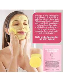 Kojic Acid & Turmeric Cleansing Pads, 30 Pack Gentle Exfoliating & Brightening Pads, Infused With Chamomile, Vitamin C, Panthenol (B5) & Natural Ingredients, Cleanses, Exfoliates & Improves Skin Tone, Suitable For Daily Use & All Skin Types - Multicolor - View 5