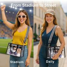 Clear Tote Bags For Women 11x5x7 - Clear Bag For Stadium Events With Inner Bag, Perfect For Sport Events Concert Work - 黑色007AAA - 查看 5