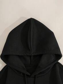 Women's ADHD Awareness Graphic Hoodie - Black Casual Loose Fit Hooded Sweatshirt With Skeleton & Print, Geometric Pattern, Washable, Autumn Winter Streetwear, Autumn Winter Apparel, Comfortable S Apparel, Streetwear Fashion, Avantgarde Fashion, Durable Material, Streetwear Lovers - 黑色 - 查看 3