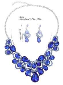 3pcs Earrings Plus Necklace Elegant Jewelry Set Inlaid Rhinestone Champagne Color Dainty Evening Party Decor Gift For Her