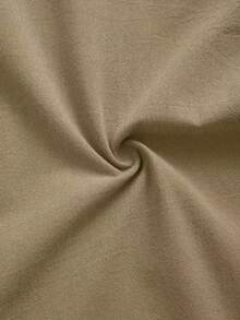 女士纯色宽松款纽扣衬衫，带口袋 - 卡其色 - 查看 5