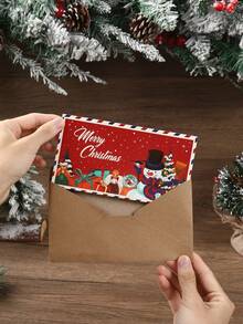 1 pieza Tarjeta portadinero plegada con decoración navideña "Feliz Navidad", Bolsas de dinero navideñas, Tarjeta de dinero plegada con muñeco de nieve rojo, Sorpresas de efectivo para fiestas navideñas, Decoración de aniversario con tarjeta de dinero plegada, Decoraciones de efectivo para celebraciones navideñas, Decoraciones para fiestas navideñas