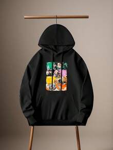 2025-Refreshing Winter Women's Anime Demon Slayers Graphic T-Shirt Unisex Tanjirou Kamado Women's T-Shirt Kimetsu Women's Printed Harajuku Hoodie Sweatshirt - 黑色 - 查看 1