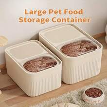 Airtight Pet Food Storage Container - Large Dog & Cat Food Dispenser With See-Through Window, Leakproof Dry Kibble Bin For Home/Travel | Modern White Kitchen Organizer With Secure Lock Lid