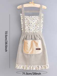 1 pièce Tablier sans manches à fleurs Ditsy avec poche, article de cuisine à la mode, cuisine, salle de bain, maison, fournisseurs de produits ménagers