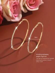 时尚女士全水钻金色 10 厘米/9 厘米/8 厘米环形耳环 - 885金色大號耳圈 - 查看 12