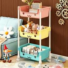5-Tier Multi-Layer Rolling Storage Cart, Macaron White Plastic Multi-Purpose Trolley With Lockable Casters, Removable Mobile Organizer For Consumables And Sundries, Space-Saving Storage Shelf For Kitchen, Bathroom, Laundry Room, Dormitory And Living Room, Practical Household Organizer, Ideal Gift For Halloween, Christmas And Daily Use - Màu sắc macaron nhiều màu - Xem 7