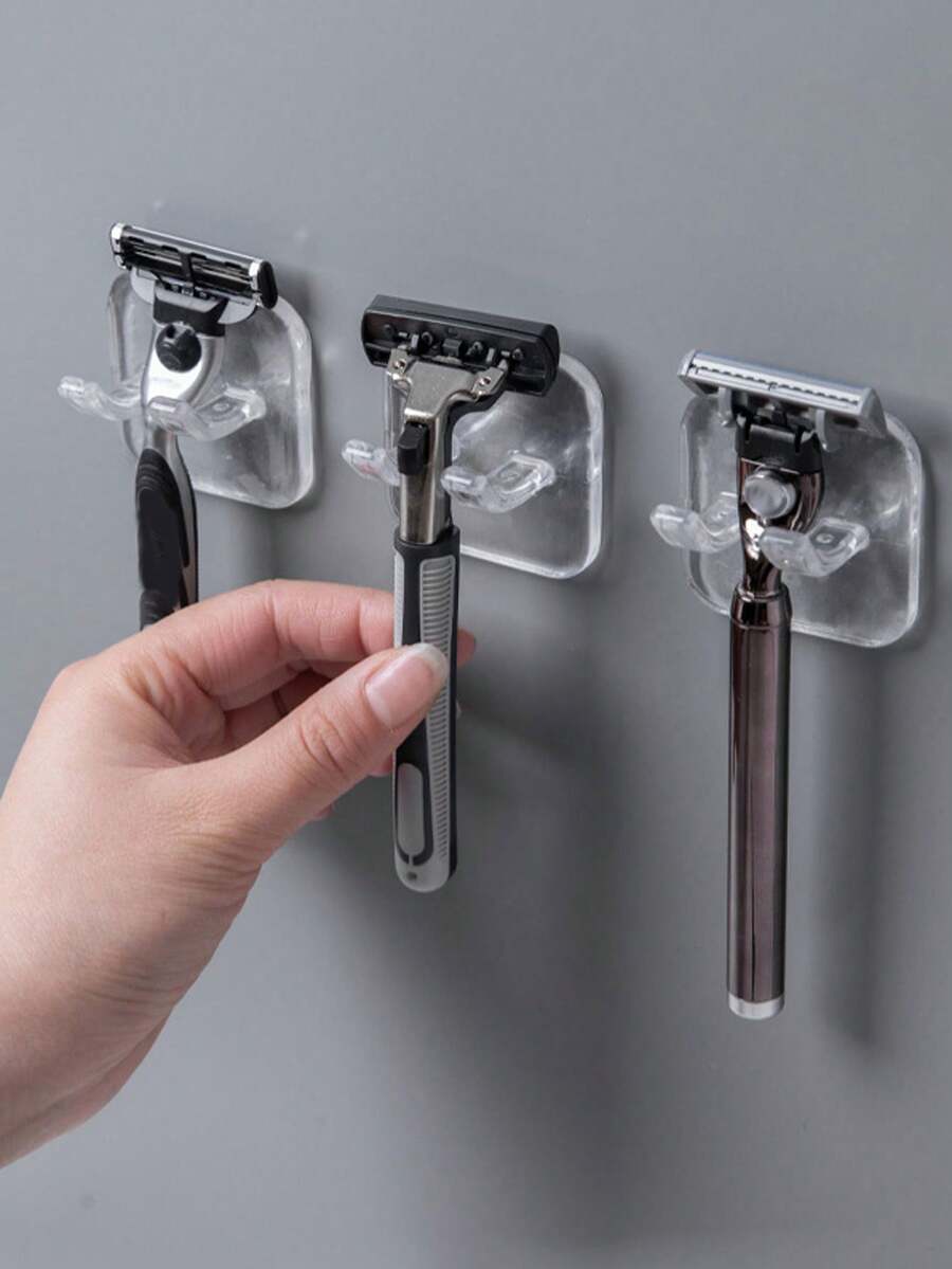 3/5 Stücke tragbarer Rasierer Halter Regal mit Saugnapf Haken, geeignet für Dusche, Badezimmer, Reisen, Wandmontage, wiederverwendbar
