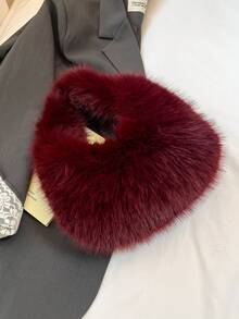 Bolso de mano esponjoso nuevo para otoño/invierno 2025, diseño de luna creciente y nube de peluche de unicolor, bolso versátil para ir y venir, bolso de compras, bolso de mano peludo para mujer