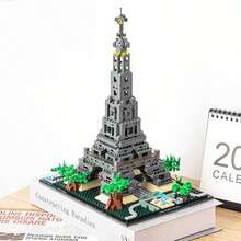 Juguete bloques de construcción la Torre Eiffel, decoración oficina y hogar, regalo para niños y adultos - Gris - Ver 5