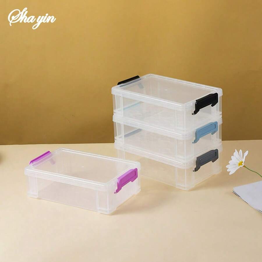 Square Transparent Storage Box Multifunctional Art Supplies Jewelry Organizer Dustproof Desktop Plastic Box For Home Organizatio