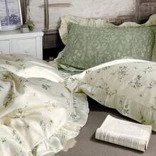 Vclife Vintage Floral Comforter Set Four Sizes, All Seasons Muslin Cotton Bedding Set, 3 Pieces Farmhouse Shabby Chic Jacquard Floral Comforter Set Perfect For Women And Men - 胖被套裝-茶藝師 - 查看 2
