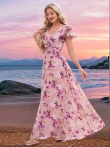 EVERPRETTY Elegant Floral Summer Formal Dresses For Bridesmaid Dresses