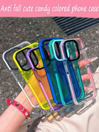 Funda de silicona suave y transparente compatible con iPhone 11 12 13 14 15 X/XS XR XSMAX PRO/PLUS/PROMAX, a prueba de agua y resistente a los arañazos, con tira adhesiva de unicolor en los bordes para absorción de golpes y protección contra caídas, en color rosa/negro