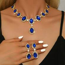 1 SET Of Elegant And Light Luxury Jewelry, A Two-Piece Set Of Engagement And Wedding Banquet Evening Dress Accessories, A Beautiful Gift For Your Girlfriend - 藍色 - 查看 10