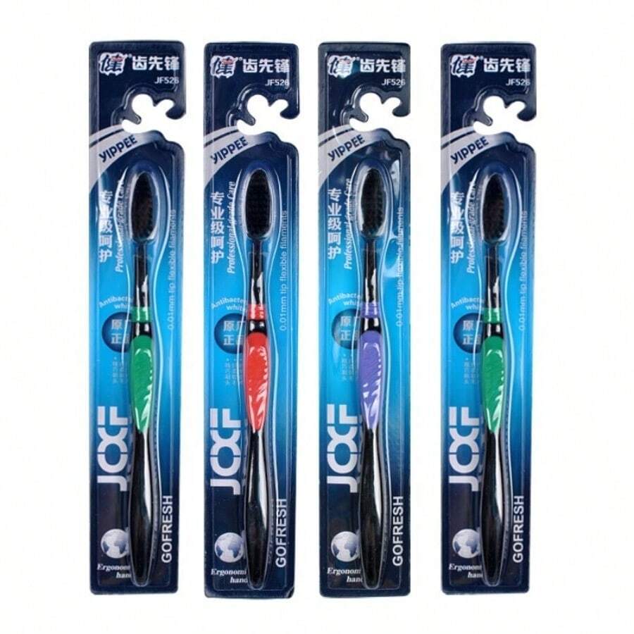 3 piezas Cepillo de dientes de carbón de bambú ultra suave para adultos, cuidado dental saludable (color aleatorio)