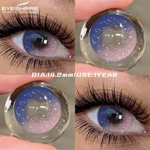 EYESHARE 1 Pair Colored Contact Lenses For Eyes, Fashion Pink Lenses, Purple Contact Lenses, Yearly Use, 14.2mm- No Prescription - 年拋 - 查看 2