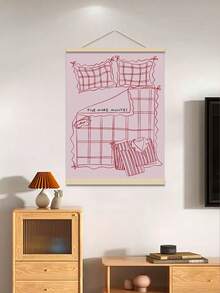 1 件“再睡五分钟”主题床头墙画，粉色“睡过头”主题，卧室装饰画，青少年宿舍装饰，家居墙面装饰，无框 - 彩色 - 查看 9