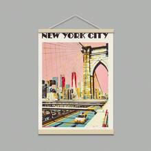 1 tấm tranh canvas phong cách cổ điển thành phố New York, hình ảnh cầu Brooklyn theo phong cách retro, tranh trang trí tường New York cổ điển, thích hợp cho phòng khách, phòng ngủ, văn phòng tại nhà - Không khung - Nhiều màu - Xem 18