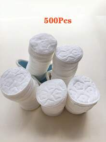 500 片一次性圆形卸妆棉和洁面棉 - 多用途、无酒精、无化学物质，适用于去除指甲油、日常面部清洁和卸妆 - 理想的美容护肤选择，完美的情人节礼物，卸妆棉|圆形卸妆棉|质地柔软，三层加厚