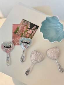 1pc Customized Name Children Hair Accessory Comb, Personalized Girl Hair Decor Hairbrush, Customized Name Friend Gift Family Gift Girl Mother Teacher Gift, Hairbrush, Hair Brush - Multicolor - View 3