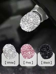 4PCS Crystal Tire Valve Stem Caps For Car & Motorcycle, Shiny Faux Diamond Dust Caps To Keep Valves Clean, Universal Schrader Thread, Quick Hand Installation, Cute Wheel Detail For SUV Truck Bike - One-size - View 2