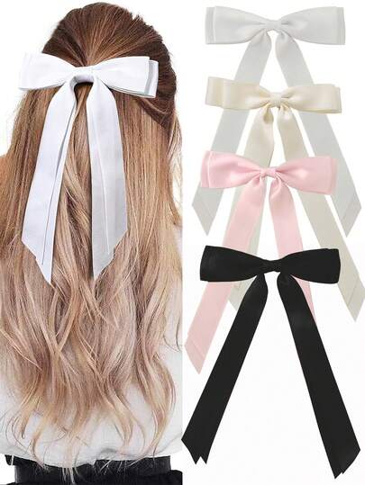 1/2/3/4/5/6 piezas Clips de pelo con lazo de dos capas de moda para niñas, pasadores de pelo con lazo largo y suave, diadema de metal vintage, accesorios de pelo elegantes, gran regalo para niñas