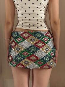 Falda Corta De Lentejuelas De Moda De Verano Para Mujer, Falda Mini Ceñida De Lentejuelas Para Fiestas De Club A La Orilla Del Mar - 金色 - 查看 7