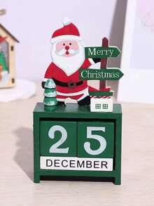 1 pieza de calendario de Navidad, adorno de madera artesanal. Decoración de escritorio con estilo navideño. Decoración del hogar, decoraciones navideñas, decoración de habitación de invierno