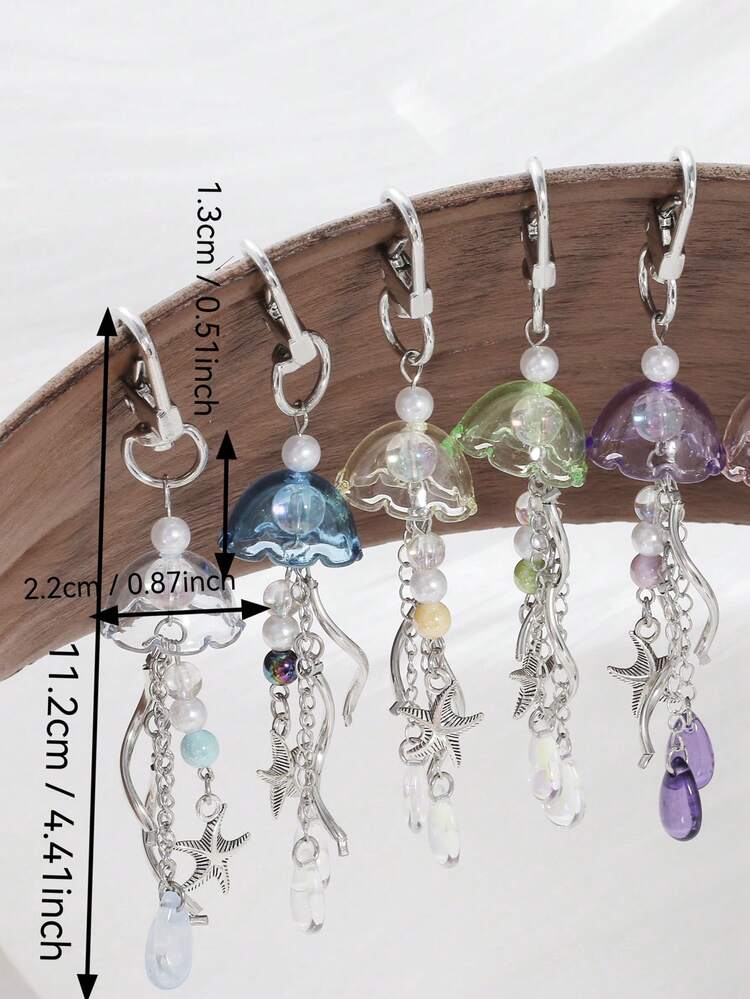 Breloc meduză 1 buc - Pandantiv semitransparent multicolor cu picătură de apă arcuită, breloc la modă lucrat manual pentru geantă, chei, rucsac, căști și alte accesorii decorative, potrivit pentru purtare zilnică și sărbători - Cadou pentru prieteni și familie - Multicolor - Vizualizare 10