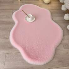 1pc Cloud-Shaped Faux Fur Rug, Soft & Fluffy Plush Material, Suitable For Living Room, Bedroom, Entryway, Kitchen, Bathroom, Gaming Room, Study, Closet, Thickened Rug For Autumn/Winter Christmas Decor Kitchen Rug - Pink - View 3
