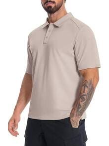 Men's Tactical Polo Shirts Short Sleeve Athletic Golf Outdoor Lightweight Performance Sports Shirt-2025 - Light Khaki - View 1