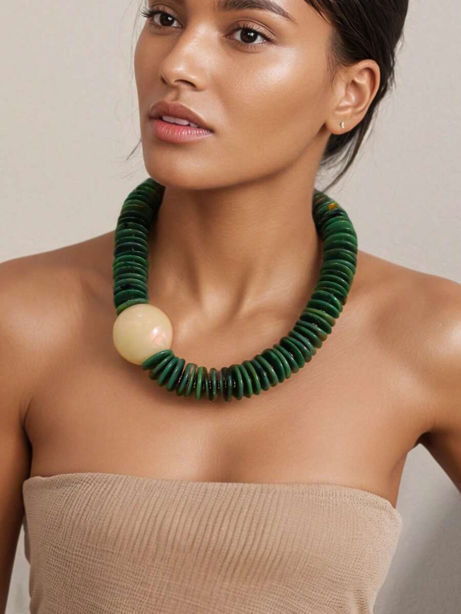 1 件夸张个性化时尚经典串珠项链，适合女性派对、度假和日常佩戴 - X-1280 - 查看 1